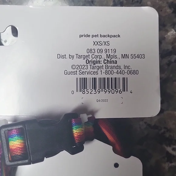 Pride Backpack Dog Harness Size XXS/XS "Unconditional Love" 2 Zipped Pockets new - Picture 4 of 9